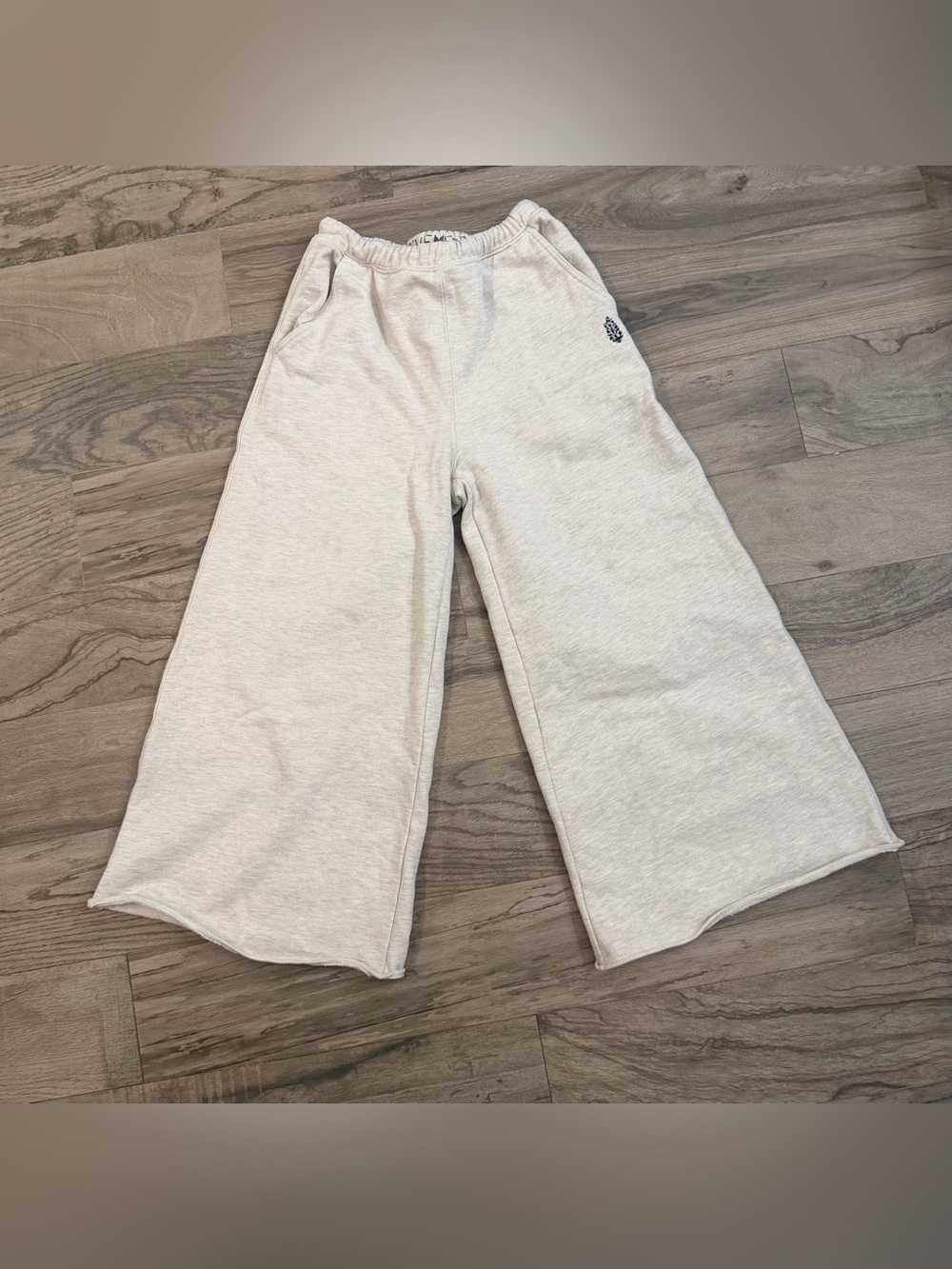 Free People Wide-Leg Sweatpants in Heathered Oatmeal Size S